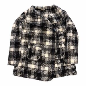 P.J. Salvage Black White Plaid Fleece‎ Jacket Cozy Button Front Medium